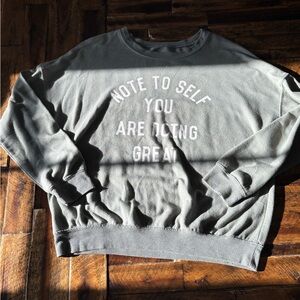 Zoe + Liv Charcoal Crewneck Sweater with Positive Message